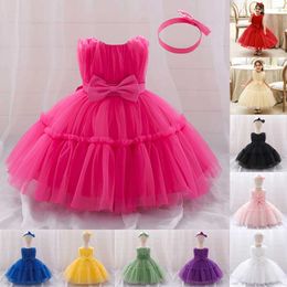 Girl's Dresses Babys First Birthday Girl Shower Dress Elegant Wedding Party Princess Dress Thin Gauze Preschool Girl Summer Clothing WX