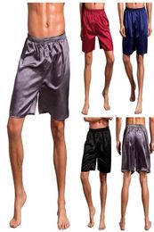 Casual Loose Mens Satin Silk Pijama Shorts Summer Sleepwear Soft Boxer Underwear Pajama Sexy Nightwear Underpants pyjama homme1291016