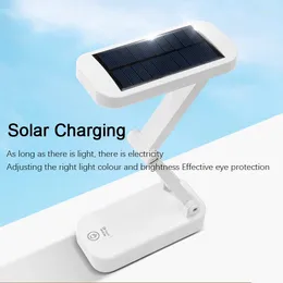 Table Lamps Solar Powered Foldable Desk Also USB Charging Rechargeable Eye Protection Reading Lights Bedside Dimmable Night Lighting