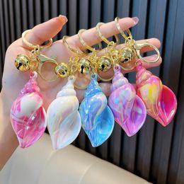 Large conch key chain electroplated dazzle key chain schoolbag pendant acrylic small gift wholesale