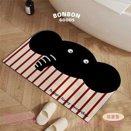 Carpets Cartoon Cute Elephant Floor Mat Bathroom Water Absorbing Quick Drying Foot Anti slip and Wear resistant Diatom Mud H240517