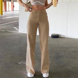 Women's Jeans Solid Color Women's Sagging Loose Slim High Waist Straight Pants Lady Casual Cargo