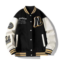 Mens Jackets Spring Oversize Baseball Jacket Men Fashion College Vintage Coat Baggy Uniforms Button Outerwear School Team Clothes To Dhiqh