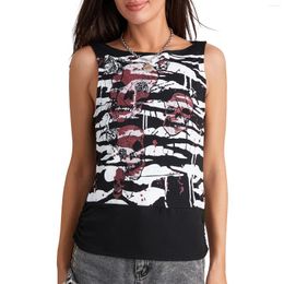 Women's Tanks Women Fashion Tank Tops Dark Style Skull Print Sleeveless Vests Summer Slim Fit Streetwear Shirt For