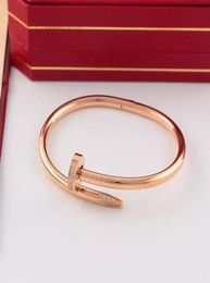 2020 Luxury Jewellery bangle Brand Classic Designer Gold Inlay Diamond Nail Cuff Bracelet Women Men Gift9075742