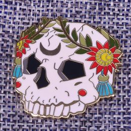 Brooches Flower Skull Enamel Pin Goth Punk Horror Brooch