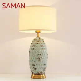Table Lamps SAMAN Modern Ceramic Light LED Creative Fashionable Bedside Desk Lamp For Home Living Room Bedroom El Decor