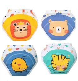 4 pieces of baby waterproof cotton underwear that can be reused. Boys underwear potty training pants pajamas cartoon diapers 240510
