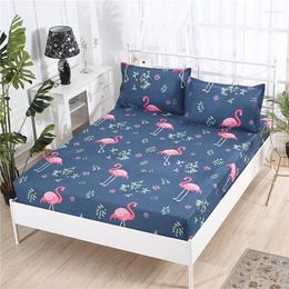 Bedding Sets RZcortinas Cartoon Pink Flamingo 3pcs Geometric Pattern Bed Linings Sheet And 2 Pieces Pillowcases Cover Set