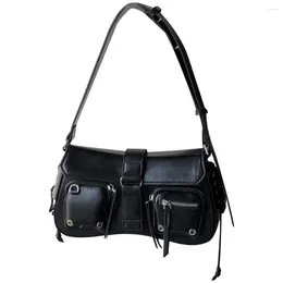 Shoulder Bags Women Retro Hobo Bag PU Leather Cool Multipocket Y2K Adjustable Strap Female Commute Daily