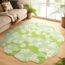 Carpets New rural floral plush carpet with high and low bristles three-dimensional thickened antibacterial living room bedroom floor mat H240517