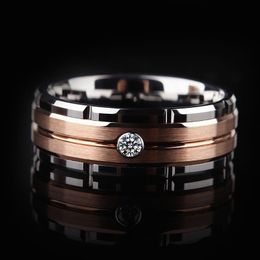 Contrast Colour Rhinestone Diamond Ring Band Rose Gold Finger Rings for Men Women Charm Fashion Designer Jewellery Gift