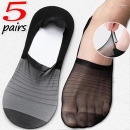 Men's Socks 1/5Pairs Fashion Breathable Boat Summer Thin Non-slip Invisible Cotton Sox Elastic Mesh Ankle Slippers