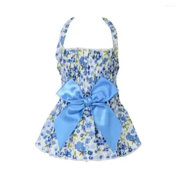 Dog Apparel Beautiful Pet Halter Dress Eye-catching Decorative Adorable Bowknot Flower Print