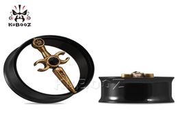KUBOOZ Stainless Steel Golden Sword Ear Tunnels Plugs Gauges Piercing Body Jewellery Designer Stretchers Expanders Earring Whole9561904