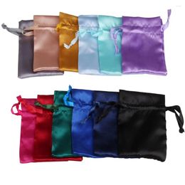 Jewelry Pouches 10pcs/Lot 10x15cm Luxury Soft Silk Satin Gift Bag Smooth Cloth Ring Bracelet Necklace Storage Packing Drawstring