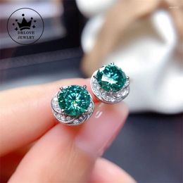 Stud Earrings DRlove Vintage Green Cubic Zirconia For Women Aesthetic Flower Shaped Ear Accessories Party Fancy Gift Jewelry