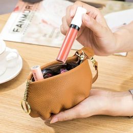 Shoulder Bags Waterproof Sling Bag With Keyring All-match Crossbody Dumplings Cowhide Soft Leather Chain Mini Women Ladies