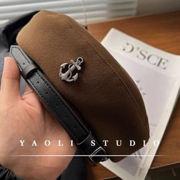 Designer luxury fashion berets for woman hat British style boat anchor spring autumn visor travel street outdoor photos retro style all match