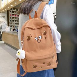 Backpack 2024 Ladies Cute Cartoon Pictures College Girl Trendy Embroidery Kawaii Bag Female Laptop Women Travel Bags