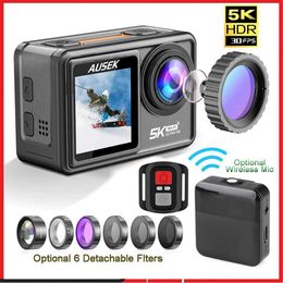 Sports Action Video Cameras S81TRW Action Camera 5K30FPS 4K60FPS 48MP EIS 2 IPS Dual Screen Optional 6 Philtre Wireless Microphone WiFi Go Sports Pro Cam J240514