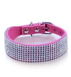 Cute Cat Collar Luxuty Crystal Diamond Grooming Pet Collar for Kitten Cat Small Dog Adjustable Puppy Collar Black Red Rose Blue7415661