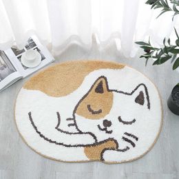 Carpets Instagram cartoon cat floor mat non slip absorbent and flocked for bathroom entrance quick drying bedroom H240517