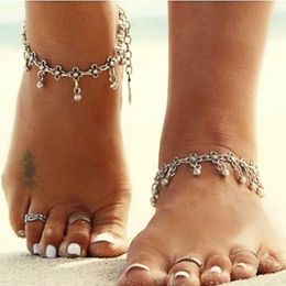 Anklets Delysia King Womens Simple Water Drop Tassel Bracelet Bohemian Style Barefoot Summer Beach Jewellery d240517