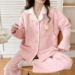 Women's Sleepwear Air Cotton Confinement Clothing Autumn Winter Women Postpartum Thickened Nursing Pyjamas Female Casual Loose Homewear Suit