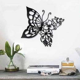 Decorative Objects FigurinesMetal Wall Art Elegant Butterfly Decor Modern Silhouette Easy Installation Home Decoration H240516