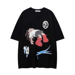 Men's T-Shirts Anime Cartoon Print Short-slved T-shirt For Men Summer Y2k Casual Round Collar Five-point Slve T-shirt Ins Strt Fashion Y240516