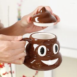 Mugs Stool Ceramic Water Cup Creative Cute Funny With Lid Baba Spoof Tricky Person Gift Embarrassing Poop Cartoon