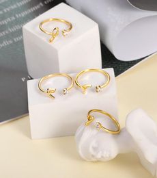 AJ Letter Gold Colour Metal Adjustable Opening Rings For Women Initials Name Alphabet Creative Finger Ring Trendy Party Jewelry4061391