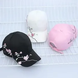 Ball Caps High Quality Cotton Baseball Hats For Women Plum Blossom Embroidery Flower Hip Hop Casual Snapback Gifts