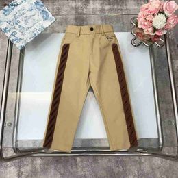 Top designer khaki pants for girl boy Double letter wide stripe decoration kids Casual pants Size 100-150 CM fashion baby trousers Sep25