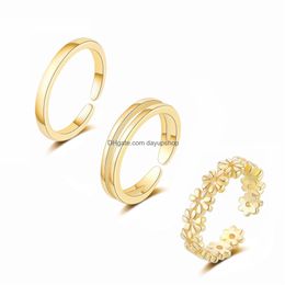 Wedding Rings Gold Colour Adjustable Toe For Women Flower Arrow Band Open Tail Ring Beach Foot Jewellery Set Drop Delivery Ottpn