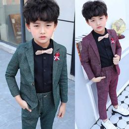 Suits 2021 Boys Formal Jacket+Pants 2Pcs Mariage Clothing Set Gentleman Enfant Kids Wedding Suit Children Performance Evening Dress Y240516