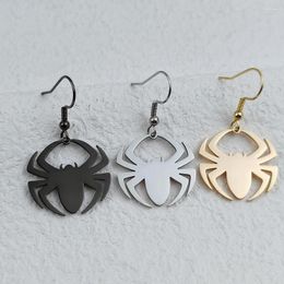 Hoop Earrings Personalised Spider Shape Pendant Pierced Ear Rings For Women Stainless Steel Funny Hip Hop Style Accessories Jewellery