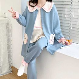 Sleep Lounge Winter thickened cotton pad maternity care Pyjama set 3-piece Pyjama set d240516