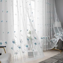 Window Treatments# 1pc Dragonfly Insect Pattern Embroidery Sheer CurtainModern Pastoral Style Thin Transparent Gauze curtain for the Living Room Y240517