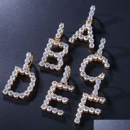 Pendant Necklaces Iced Out Letter Necklace Hip Hop Mens Fashion Womens Gold Sier Initial Letters Drop Delivery Jewelry Pendants Dhssn