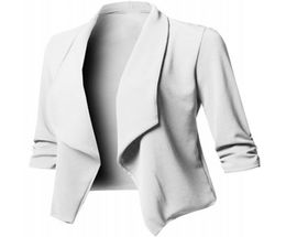 Business Office Women Blazer Solid Color Long Sleeve Blazer Lapel Open Front Short Suit Jacket For Women039s Coat3411222