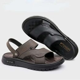 Slippers for Men Summer Sandals and Leather Adult Thick-soled Beach Shoes Non-slip Men's Casual 554 's d fbe5