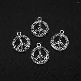 Charms 20pcs/Lot 16x20mm Antique Peace Symbol Flower Pendants For DIY Necklace Keychain Jewelry Making Supplies Accessories