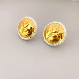 Stud Earrings European And American Gold Silver Color Contrast Personality 925 Needle Female Brass Material