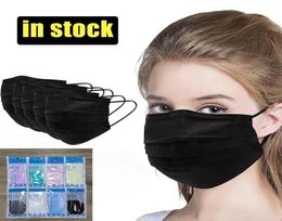 Fashion 8 pack Colours Individual Black 3 layers Disposable Mask Protective Face shield Mouth Adult and Kids with Retail package1616062