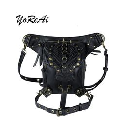 YoReAi Vintage Steam Punk Motocycle Retro Rock Gothic Biker Bag Shoulder Waist Bags Victorian Women Men Drop Tactics Leg Pack 240515