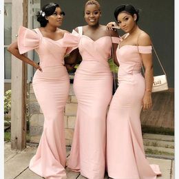 Light Pink Unique Designer One Shoulder Bridesmaid Dresses 2020 Pleated Backless Mermaid Maid of Honour Dress Wedding Guest Evening Gown 278J