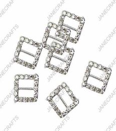 Buckles 15mm 30pcs Square Rhinestone Buckle Invitation Ribbon Slider For Wedding Supply Silver Colour rhinestone bikini connectors4729883