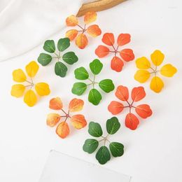 Decorative Flowers 20PCS 5 Leaves Green Plants Artificial Wedding Home Christmas DIY Foliage Floristry Craft Fake Decor Accessories